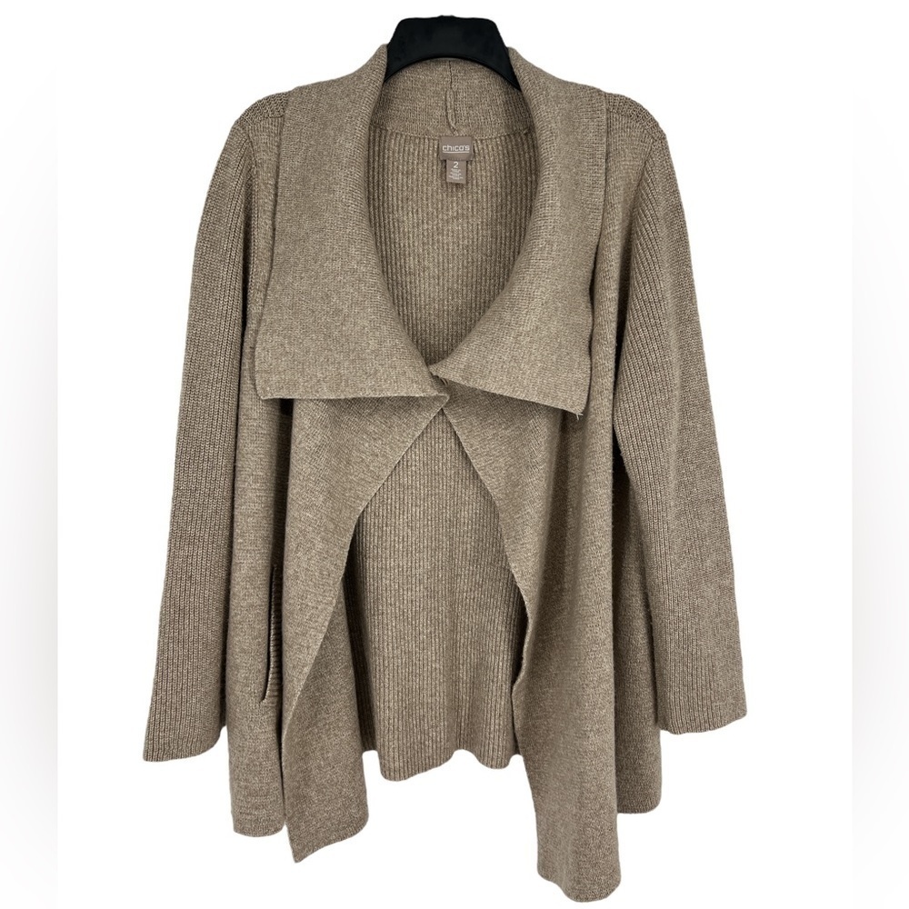 Chicos, Gorgeous oatmeal Open face Knit cardigan size 2